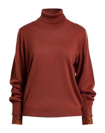 Tela Woman Turtleneck Brown Size M Wool, Acrylic In Burgundy