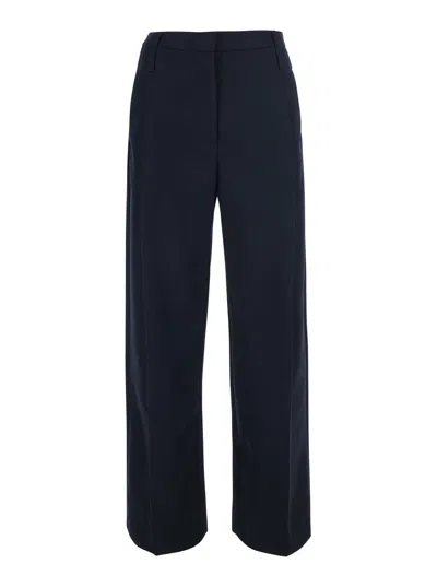 Tela Women's Straight-leg Trousers With Hidden Front Closure And Belt Loops In Blu