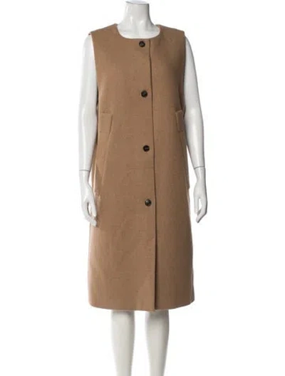 Pre-owned Tela Wool Coat In Neutrals