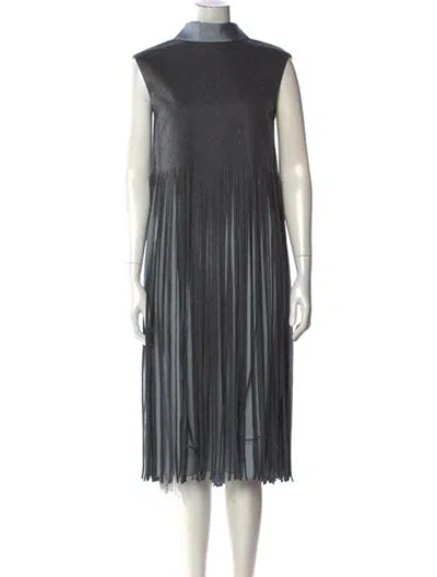 Pre-owned Tela Wool Midi Length Dress In Gray