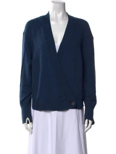 Pre-owned Tela Wool V-neck Sweater In Blue