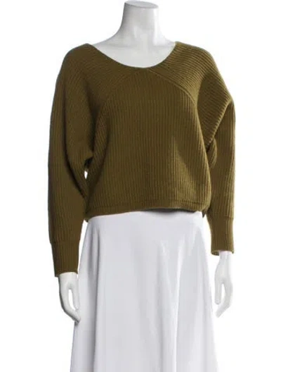 Pre-owned Tela Wool V-neck Sweater In Green
