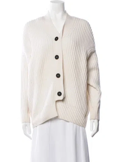 Pre-owned Tela Wool V-neck Sweater In Neutrals