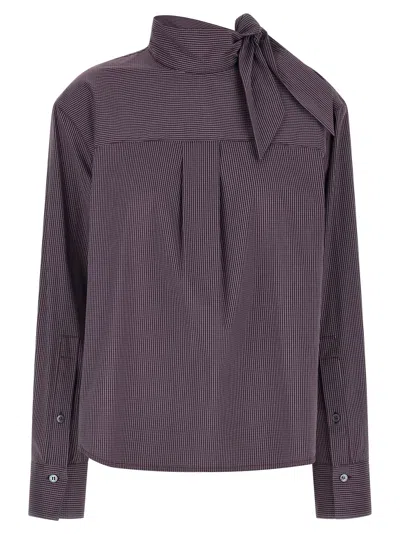 Tela Zafrina Micro-check Blouse In Purple