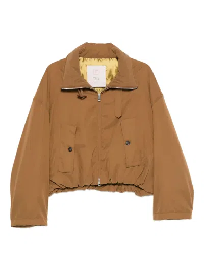 Tela Zip-up Pocket Jacket In Brown