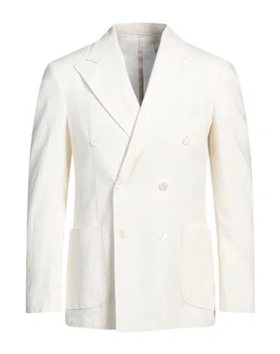 Tela-n° Man Blazer Ivory Size 44 Cotton, Linen In White