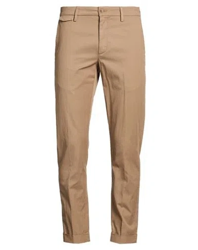 Teleria Zed Man Pants Camel Size 32 Linen, Cotton, Elastane In Brown