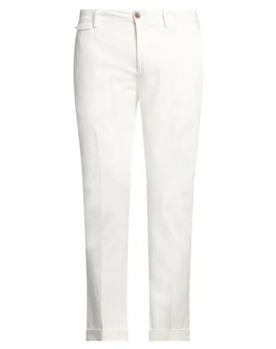 Teleria Zed Man Pants Ivory Size 34 Linen, Cotton, Elastane In White