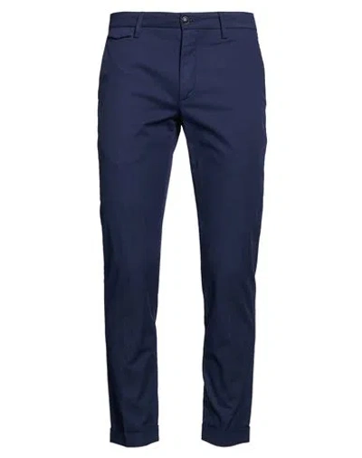 Teleria Zed Man Pants Navy Size 32 Linen, Cotton, Elastane In Blue