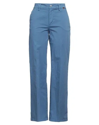 Teleria Zed Woman Pants Slate Blue Size 31 Cotton, Elastane