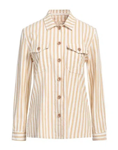 Teleria Zed Woman Shirt Sand Size 8 Cotton, Linen, Elastane In Beige