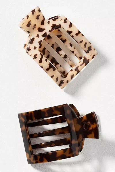 Teleties Flat Square Hair Claw Clips, Set Of 2 In Multi
