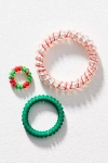 Teleties Holiday Coil Hair Ties, Set Of 3 In Multi