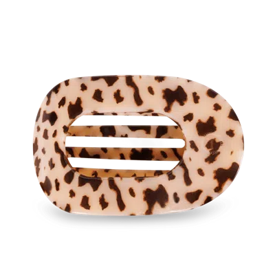 Teleties Large Flat Round Hair Clip - Blonde Tortoise In Brown
