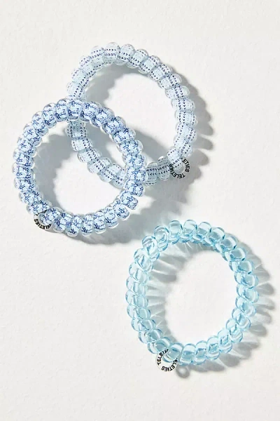 Teleties Large Spring Coil Hair Ties, Set Of 3 In Blue