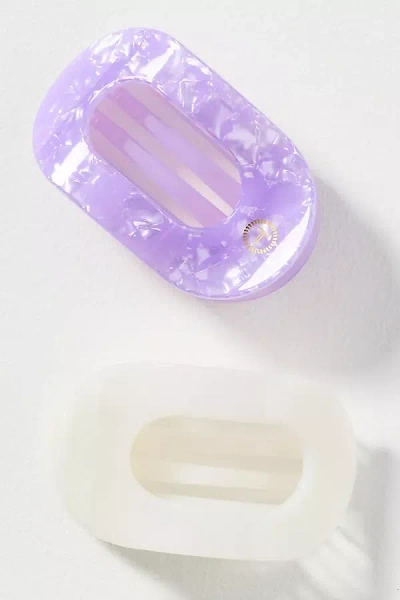 Teleties Medium Flat Round Hair Claw Clips, Set Of 2 In Purple