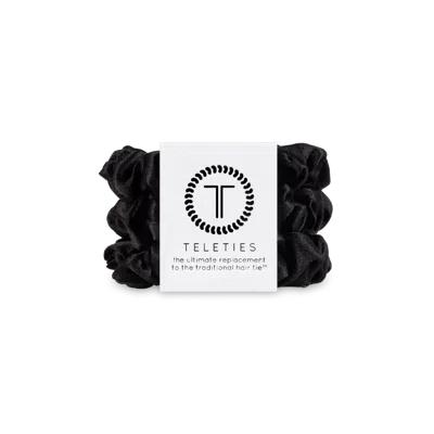 Teleties Small Silk Scrunchies - Jet Black