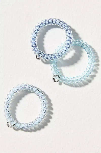 Teleties Small Spring Coil Hair Ties, Set Of 3 In Blue