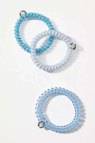Teleties Small Spring Coil Hair Ties, Set Of 3 In Blue