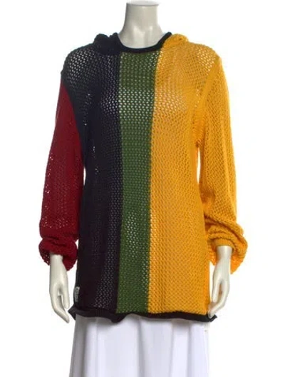 Pre-owned Telfar Colorblock Pattern Crew Neck Sweater In Yellow