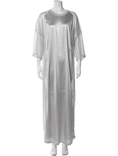 Pre-owned Telfar Crew Neck Long Dress In Gray