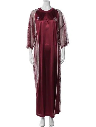 Pre-owned Telfar Crew Neck Long Dress W/ Tags In Burgundy