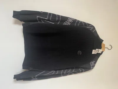 Pre-owned Telfar Customer Mock Neck Sweater / Chainstitch Top M In Black