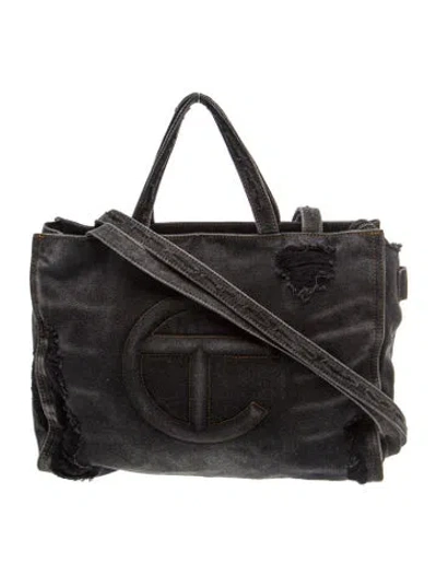 Pre-owned Telfar Denim Crossbody Bag In Black