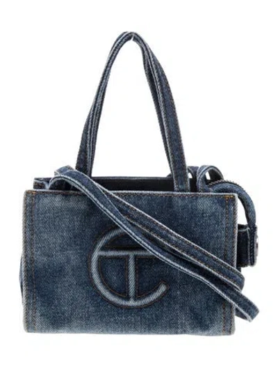 Pre-owned Telfar Denim Crossbody Bag W/ Tags In Blue/metallic