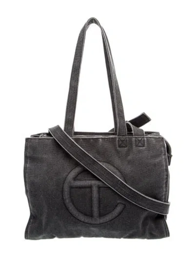 Pre-owned Telfar Denim Denim Shopper Medium In Black