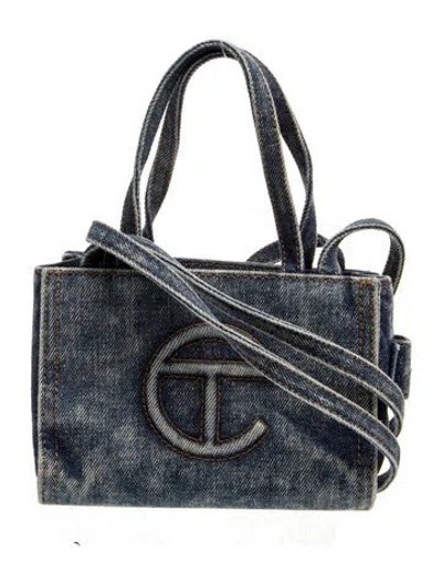 Pre-owned Telfar Denim Shopper Tote Small In Blue