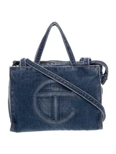 Pre-owned Telfar Denim Shopping Bag Medium In Blue