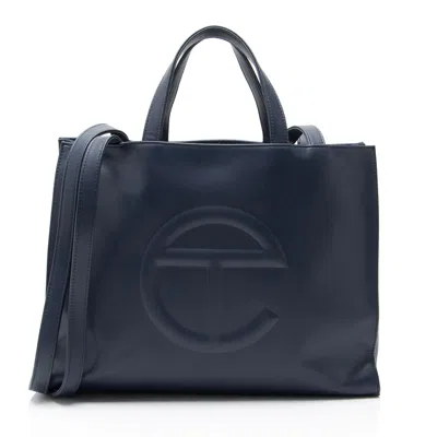 Telfar Faux Leather Medium Shopping Tote In Blue