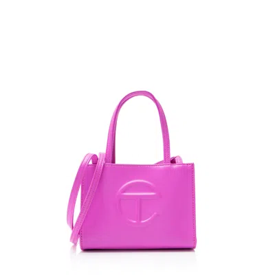Telfar Faux Leather Small Shopping Tote In Purple