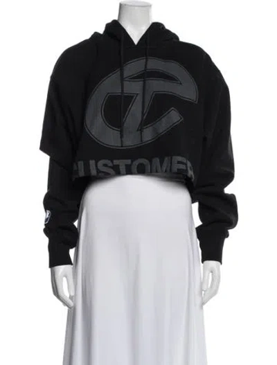 Pre-owned Telfar Graphic Print Crew Neck Hoodie In Black
