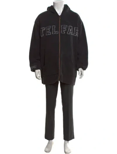 Pre-owned Telfar Graphic Print Crew Neck Hoodie In Black