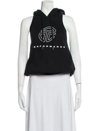 Pre-owned Telfar Graphic Print Crew Neck Hoodie In Black