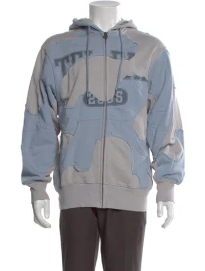 Pre-owned Telfar Graphic Print Crew Neck Hoodie In Blue