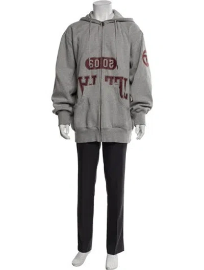 Pre-owned Telfar Graphic Print Crew Neck Hoodie In Gray