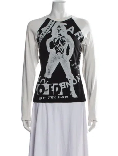 Pre-owned Telfar Graphic Print Crew Neck Top In White