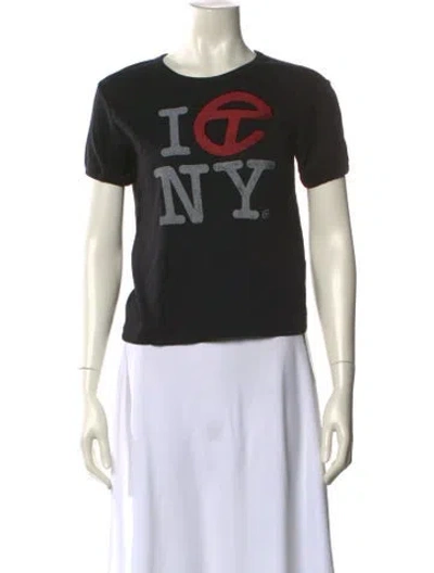 Pre-owned Telfar Graphic Print Crew Neck T-shirt In Black