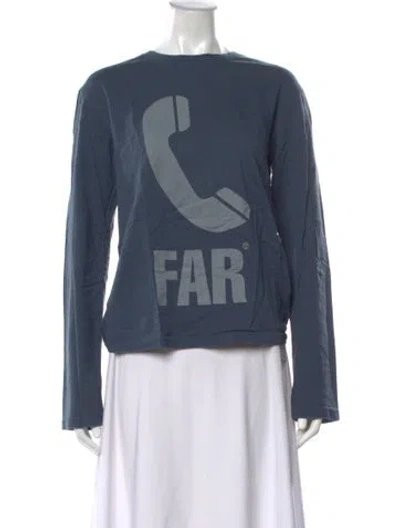 Pre-owned Telfar Graphic Print Crew Neck T-shirt In Blue