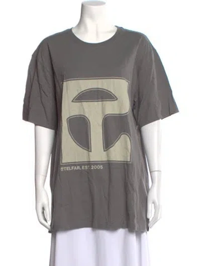 Pre-owned Telfar Graphic Print Crew Neck T-shirt In Grey