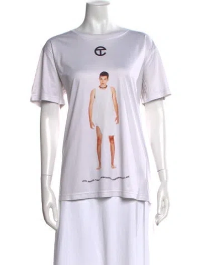 Pre-owned Telfar Graphic Print Crew Neck T-shirt In White