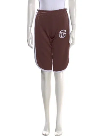 Pre-owned Telfar Graphic Print Knee-length Shorts In Brown