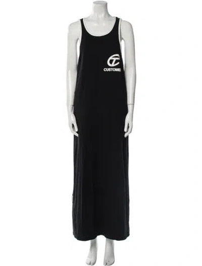 Pre-owned Telfar Graphic Print Long Dress In Black