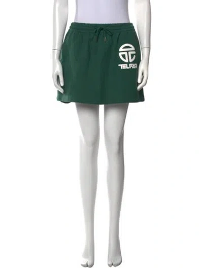 Pre-owned Telfar Graphic Print Mini Skirt In Green