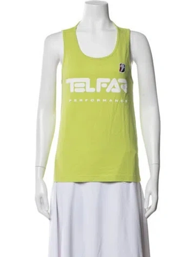 Pre-owned Telfar Graphic Print Scoop Neck Top W/ Tags In Green