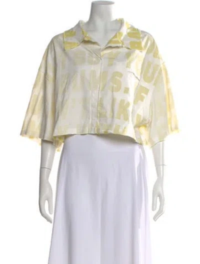 Pre-owned Telfar Graphic Print Short Sleeve Crop Top W/ Tags In Yellow