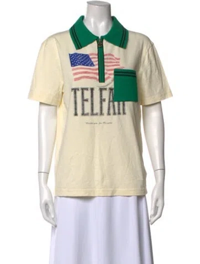 Pre-owned Telfar Graphic Print Short Sleeve Polo In Neutrals